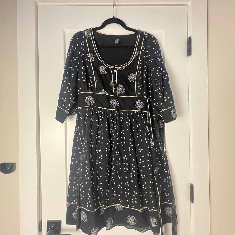 Black and Cream Patterned Dress